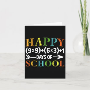 Tarjeta 100 días felices retro de ecuación matemática