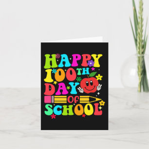 Tarjeta 100 días feliz día del retro escolar 100 días