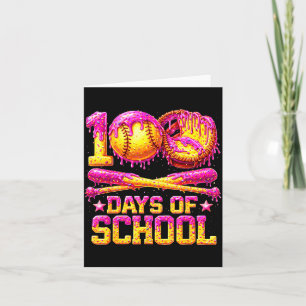 Tarjeta 100 días goteantes de softball escolar helado 100º