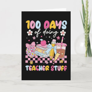 Tarjeta 100 días haciendo cosas de maestro diseño escolar