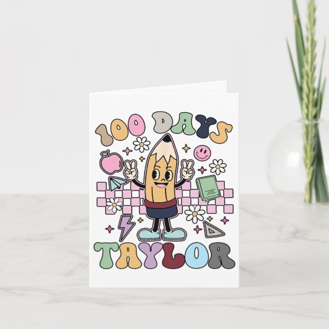 Tarjeta 100 Días Maestro Taylor Para Niños 100 Días De Sch (Anverso)