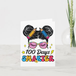 Tarjeta 100 días más inteligente Chica de bollos con mensa
