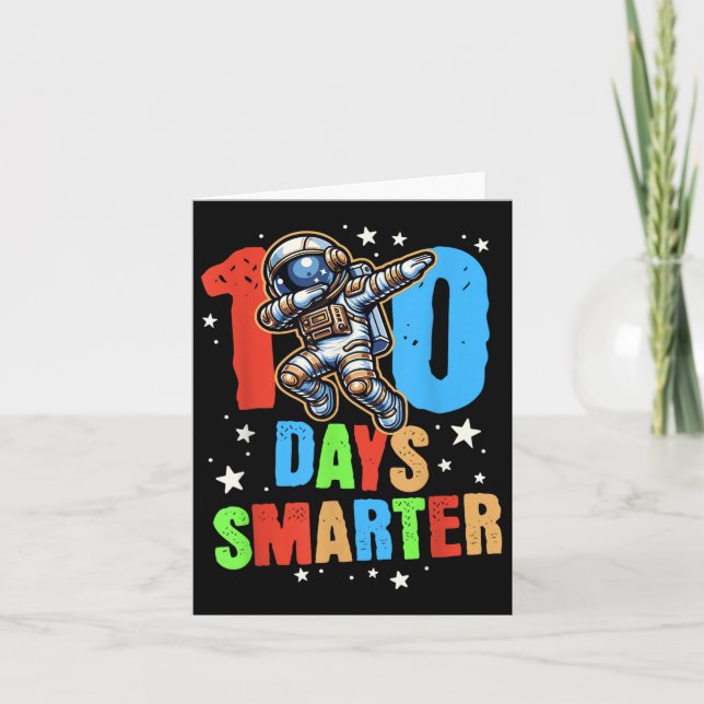 Tarjeta 100 días más inteligentes astronautas chicos 100 d (Anverso)