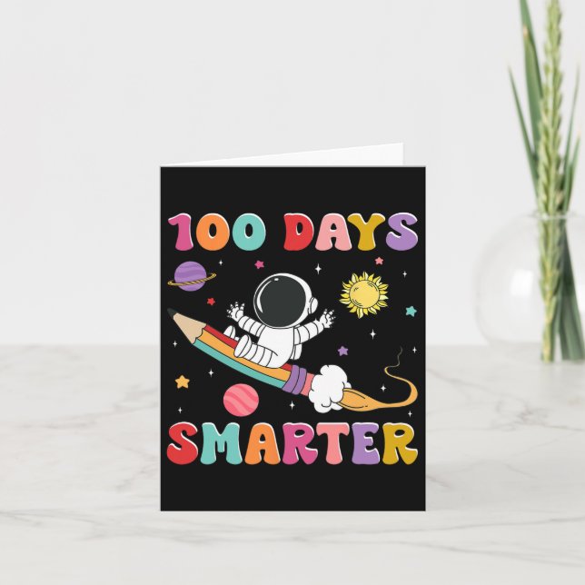 Tarjeta 100 días más inteligentes Astronautas Niños niños  (Anverso)