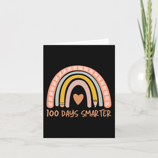 Tarjeta 100 Días Más Inteligentes Del Stu Arcoiris En El D (Anverso)