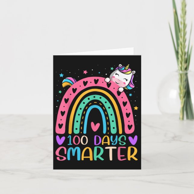 Tarjeta 100 días más inteligentes para Chicas de unicornio (Anverso)
