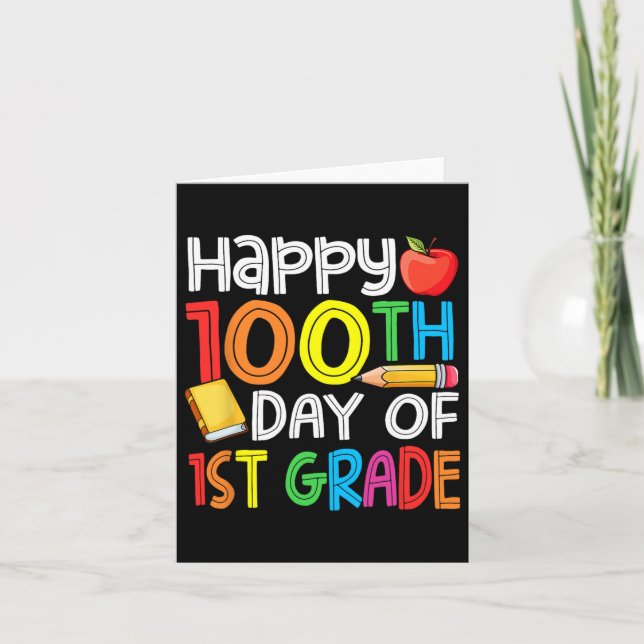 Tarjeta 100 días más inteligentes Primer grado 100º día es (Anverso)