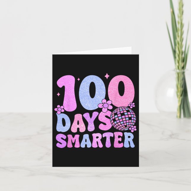 Tarjeta 100 Días Más Inteligentes Retro Disco 100 Días De  (Anverso)