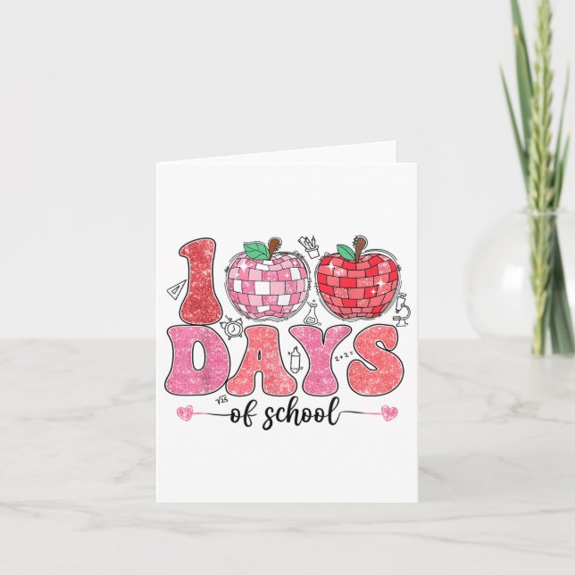 Tarjeta 100 días retro de sonrisa escolar frente a 100 día (Anverso)