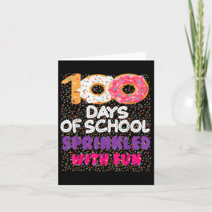 Tarjeta 100 días salpicados con donuts divertidos Feliz 10