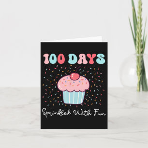 Tarjeta 100 días salpicados con tarta divertida 100 días d