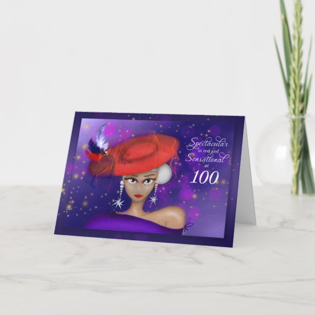 Tarjeta 100 Espectaculares cumpleaños Sensacional Red Purp (Anverso)