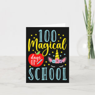 Tarjeta 100 Mágicos Días Escolares Magicos De Unicornio