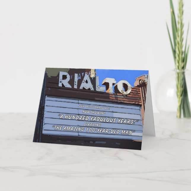 Tarjeta 100 Rótulo de Teatro Vintage Feliz cumpleaños (Anverso)