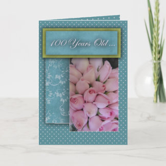 Tarjeta ¡100o cumpleaños feliz - con los rosas!