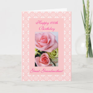 Tarjeta 100os (edad) rosas del cumpleaños de la bisabuela