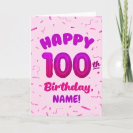 Tarjeta 100th Balloon Number Custom Name Birthday Card
