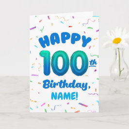Tarjeta 100th Balloon Number Custom Name Birthday Card