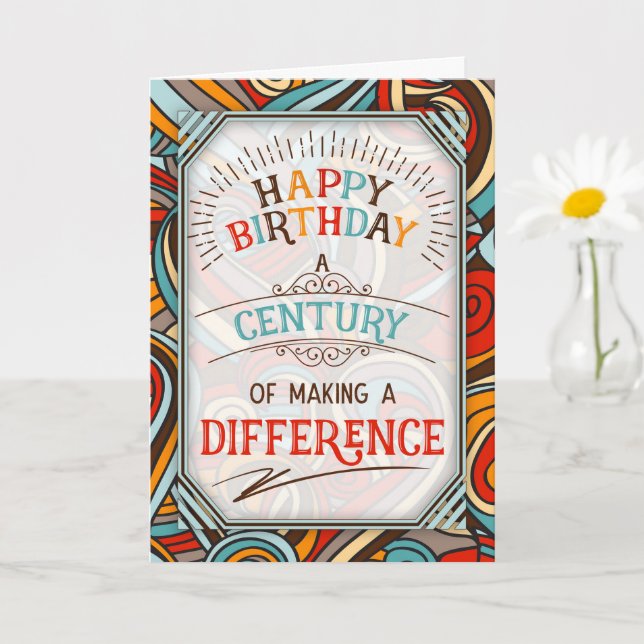 Tarjeta 100th Birthday A Century of Making a Difference (Planta pequeña)