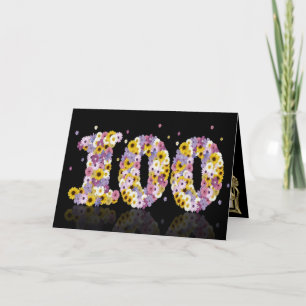 Tarjeta 100th birthday card with flowery letters