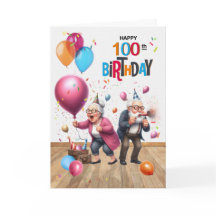 100th Birthday Funny Old Man and Woman Balloons