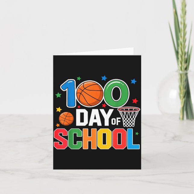 Tarjeta 100th Day Of School Basketball - Kids 100 Days Of  (Anverso)