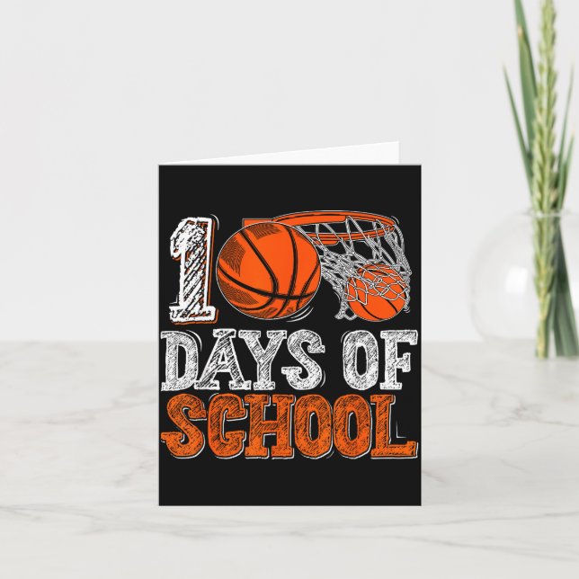 Tarjeta 100th Day Of School Basketball Kids 100 Days Of Sc (Anverso)
