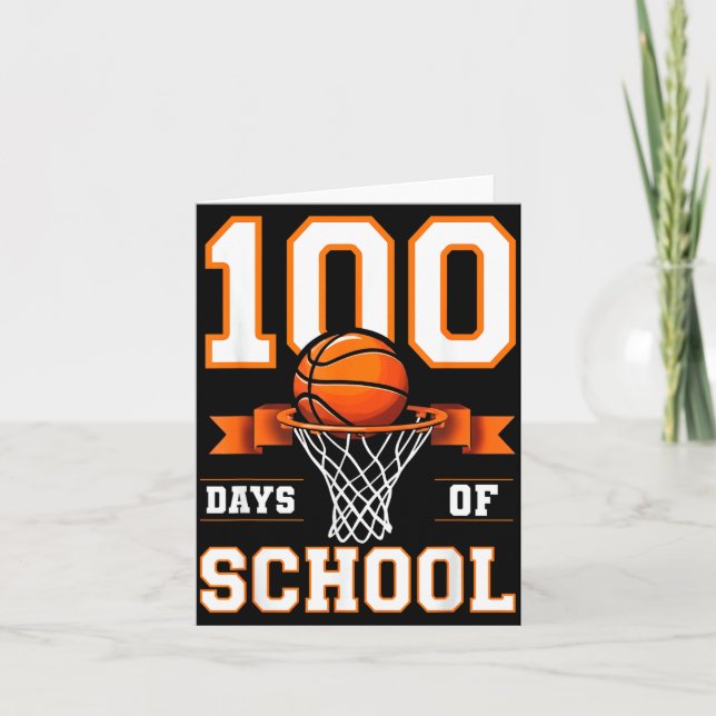 Tarjeta 100th Day Of School Basketball Kids 100 Days Of Sc (Anverso)