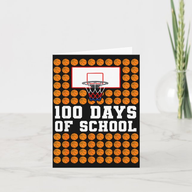 Tarjeta 100th Day Of School Basketball Kids 100 Days Of Sc (Anverso)