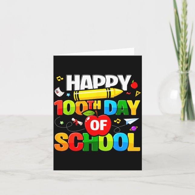 Tarjeta 100th Day Of School Shirt For Teachers Kids Happy  (Anverso)