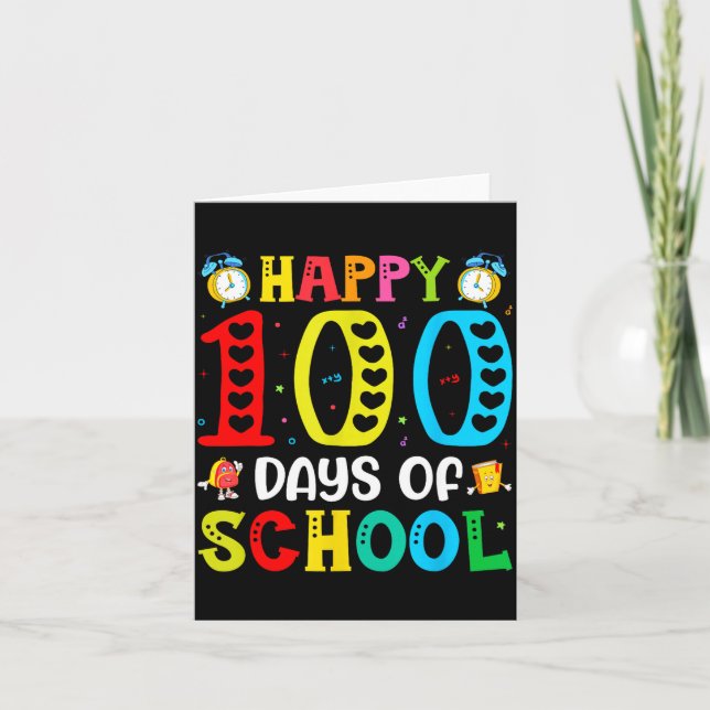 Tarjeta 100th Day Of School Teachers Students 100 Days Of  (Anverso)