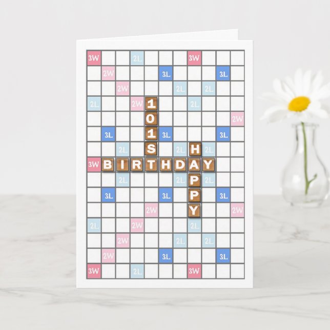 Tarjeta 101º cumpleaños, tabla de juegos de palabras (Planta pequeña)