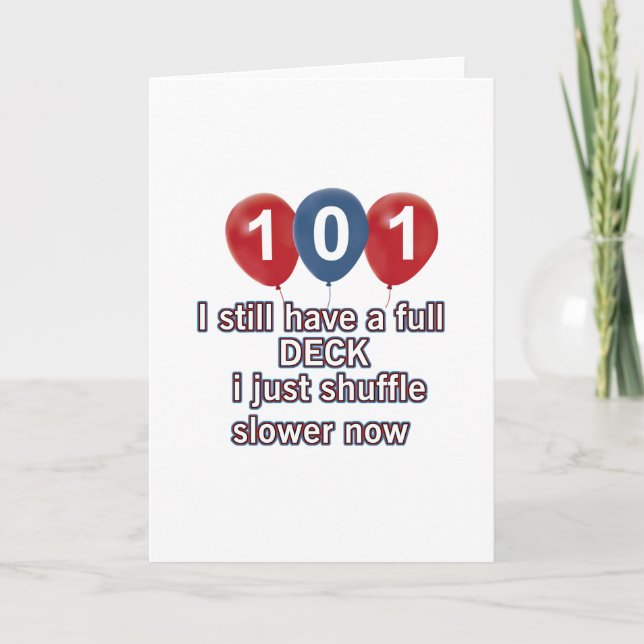 Tarjeta 101 años divertidos diseños de cumpleaños (Anverso)