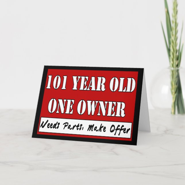 Tarjeta 101 años un dueño - las piezas de las necesidades, (Anverso)