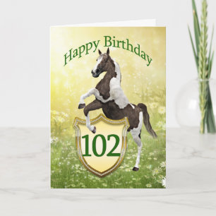 Tarjeta 102.ª carta de cumpleaños con un caballo de cría