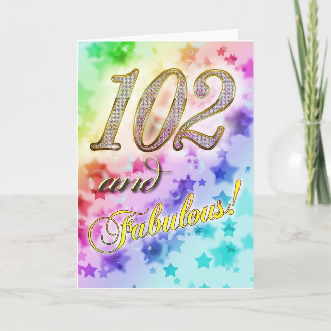 Tarjeta 102° cumpleaños para alguien Fabulous (Anverso)