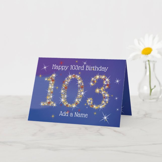 Tarjeta 103º cumpleaños - Estrella Números - Azul - Edad 1 (Planta pequeña)