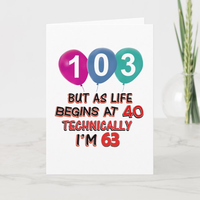 Tarjeta 103os diseños del cumpleaños del año (Anverso)