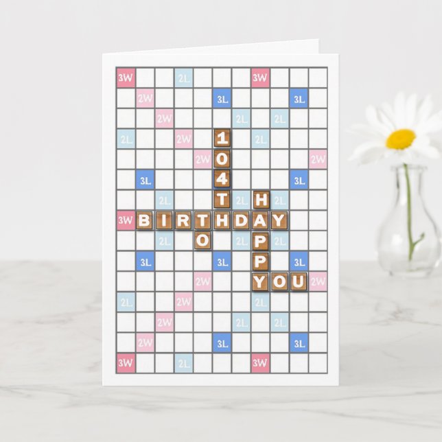 Tarjeta 104º cumpleaños, tabla de juegos de palabras (Planta pequeña)