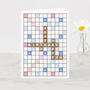 Tarjeta 104º cumpleaños, tabla de juegos de palabras