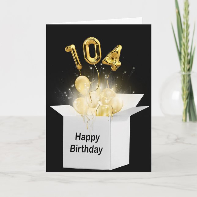Tarjeta 104.º Balón De Cumpleaños En Caja Blanca (Anverso)