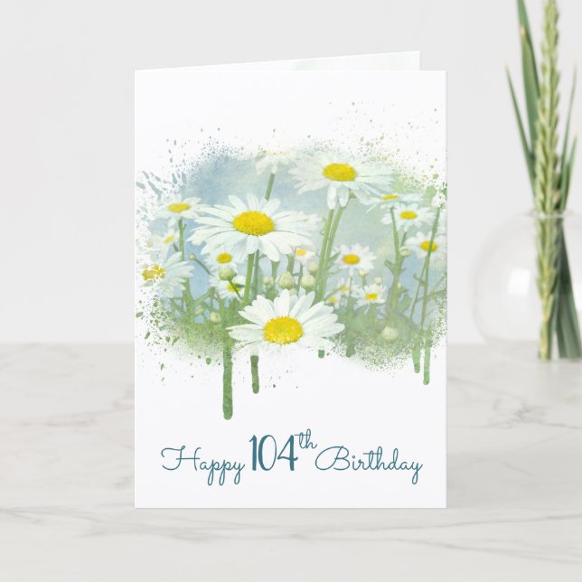 Tarjeta 104th Birthday White Daisy Garden (Anverso)