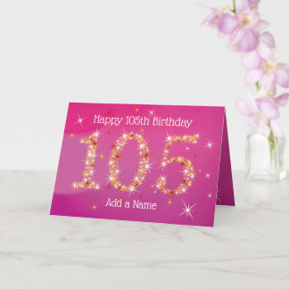 Tarjeta 105º cumpleaños - Estrella Números - Rosa - Edad 1