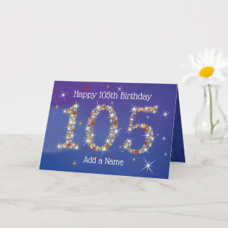 Tarjeta 105º cumpleaños - Números de estrellas - Azul - 10