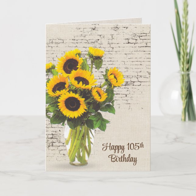 Tarjeta 105.º Aniversario Bouquet De Girasol En Ladrillo (Anverso)