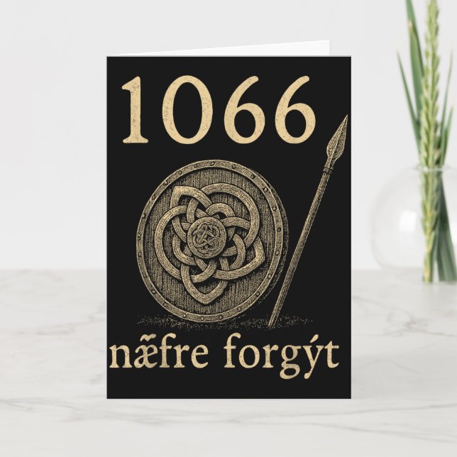 Tarjeta 1066 Næfre Forgyt Old English Viking History Quote (Anverso)