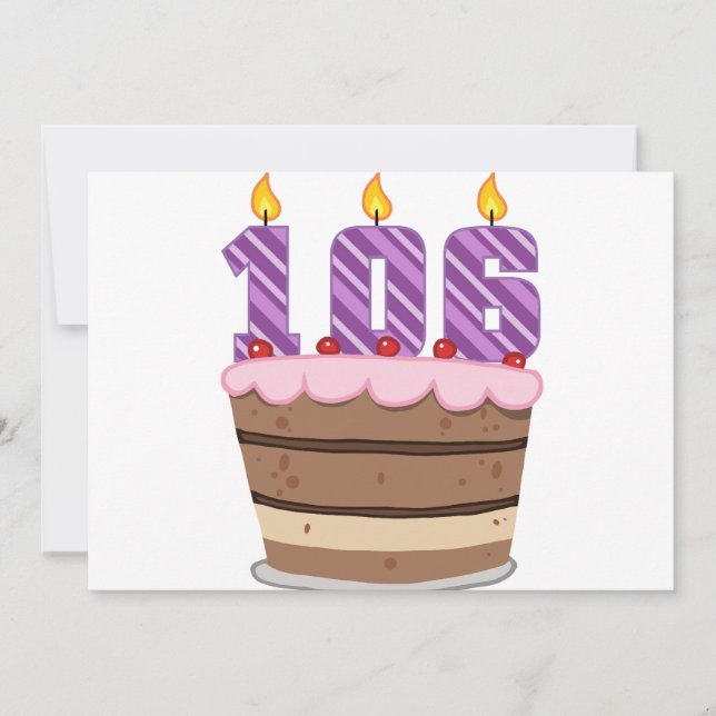Tarjeta 106 años en el pastel de cumpleaños (Anverso)