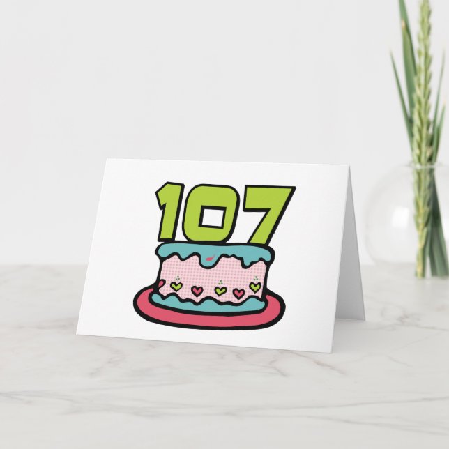 Tarjeta 107 Year old Birthday Cake (Anverso)
