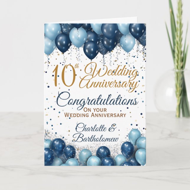 Tarjeta 10.º Aniversario Boda Felicitaciones (Anverso)