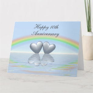 Tarjeta 10.º Aniversario de los Corazones Tin
